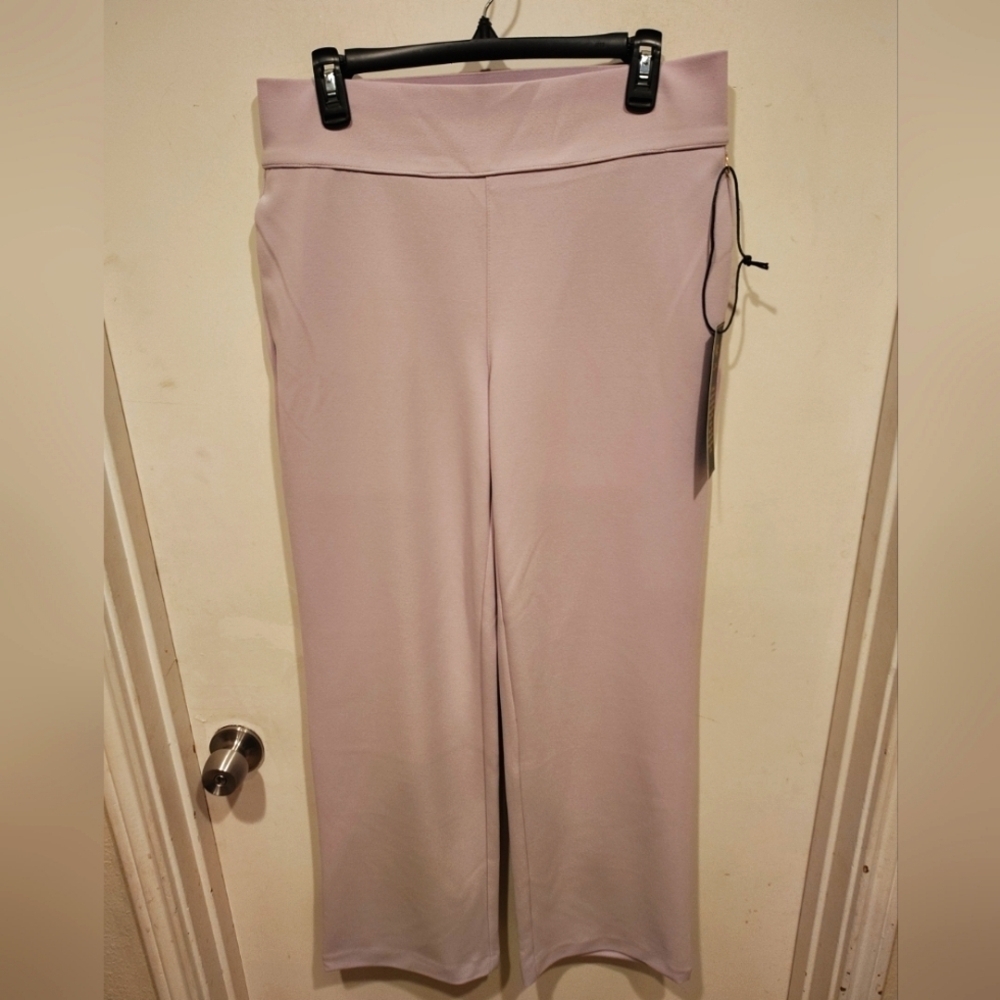 DG2 Diane Gilman NWT Lilac Wide Leg Crepe Knit Pull-On Pants Sz M Casual Career